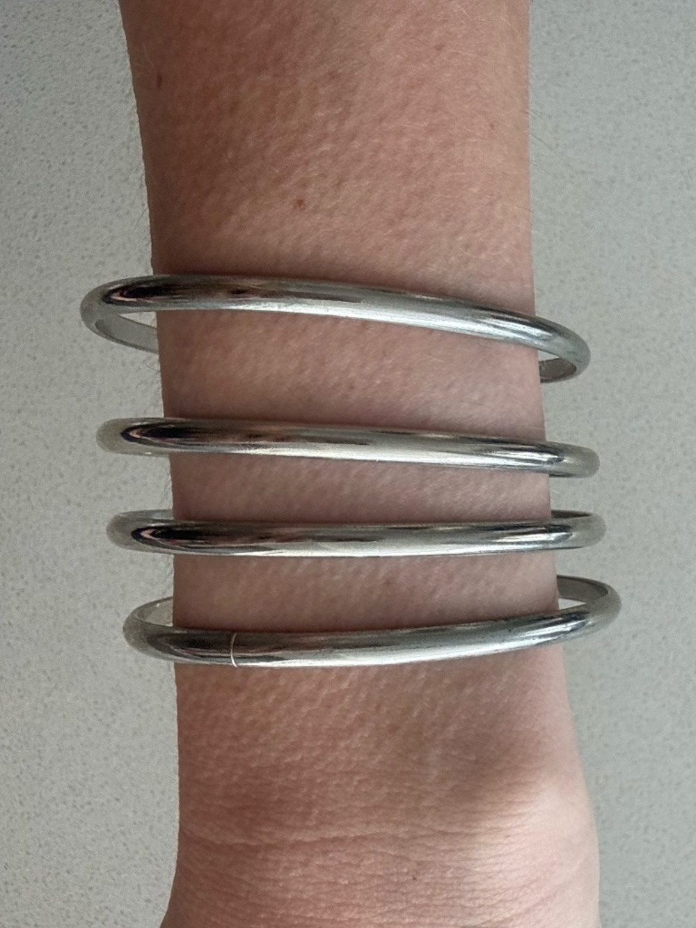 Silver Tone 4-Piece Bangle Bracelet Set | Minimalist Stackable Bangles